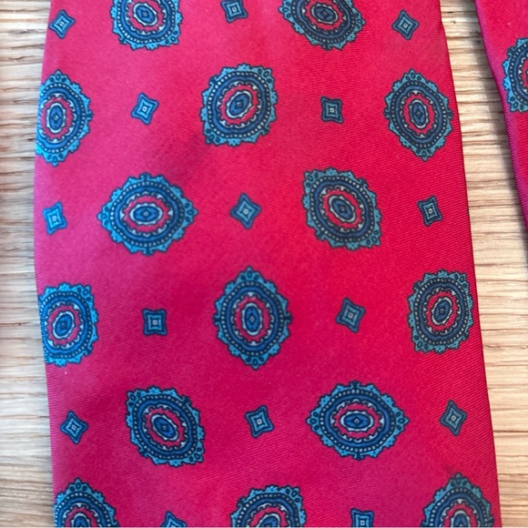 Men's Vintage LANVIN Italy Red Ties 100% Silk (2)‎ - Picture 6 of 6